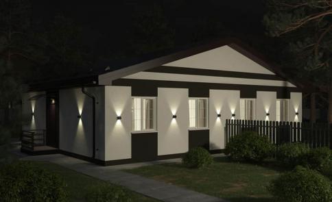 Фото Проект дома на две семьи, таунхаус, дуплекс 65 кв м, 1 этаж 3