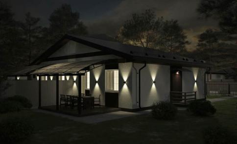 Фото Проект дома на две семьи, таунхаус, дуплекс 65 кв м, 1 этаж 4