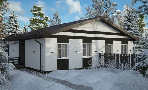 Фото Проект дома на две семьи, таунхаус, дуплекс 65 кв м, 1 этаж 5