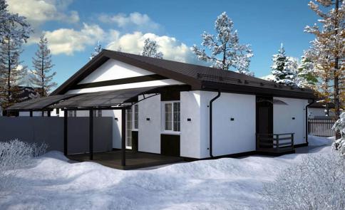 Фото Проект дома на две семьи, таунхаус, дуплекс 65 кв м, 1 этаж 6