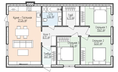 Фото Одноэтажный дом 85 кв м 3